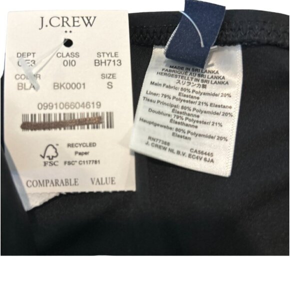 J.CREW Women's One-Piece Ruched Plunging Neck Black Size Small NWT - Picture 5 of 6